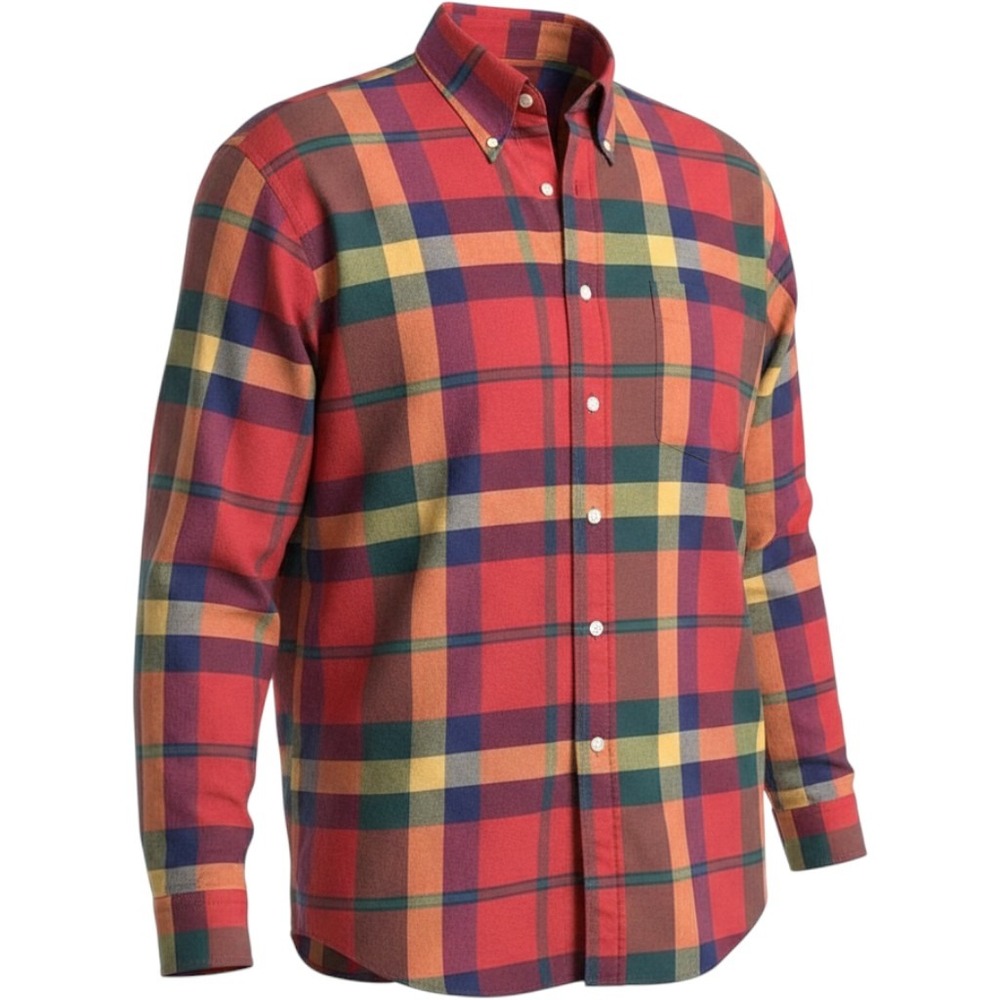 Vintage 80s/90s Lands' End Plaid Button Down Shirt Mens Medium 15-15 1/2
